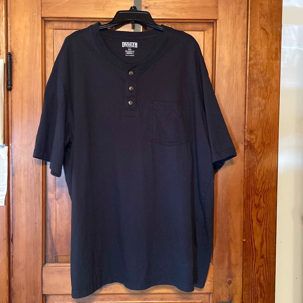 Duluth Trading Longtail T Shirt Black Size 2XL‎ Cotton 3 Button